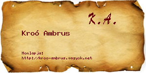 Kroó Ambrus névjegykártya